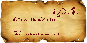 Árva Honóriusz névjegykártya